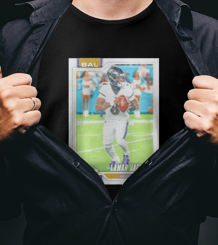 BAL Ravens Lamar Jackson No 8 Quarterback Football Card 2026 T-Shirt