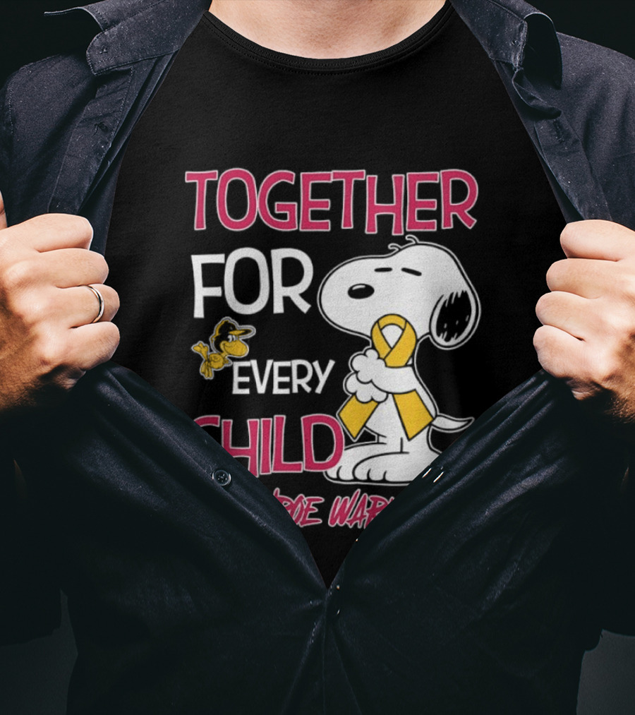 Snoopy Together For Every Child UL Monroe Warhawks Peanuts Support T-Shirt