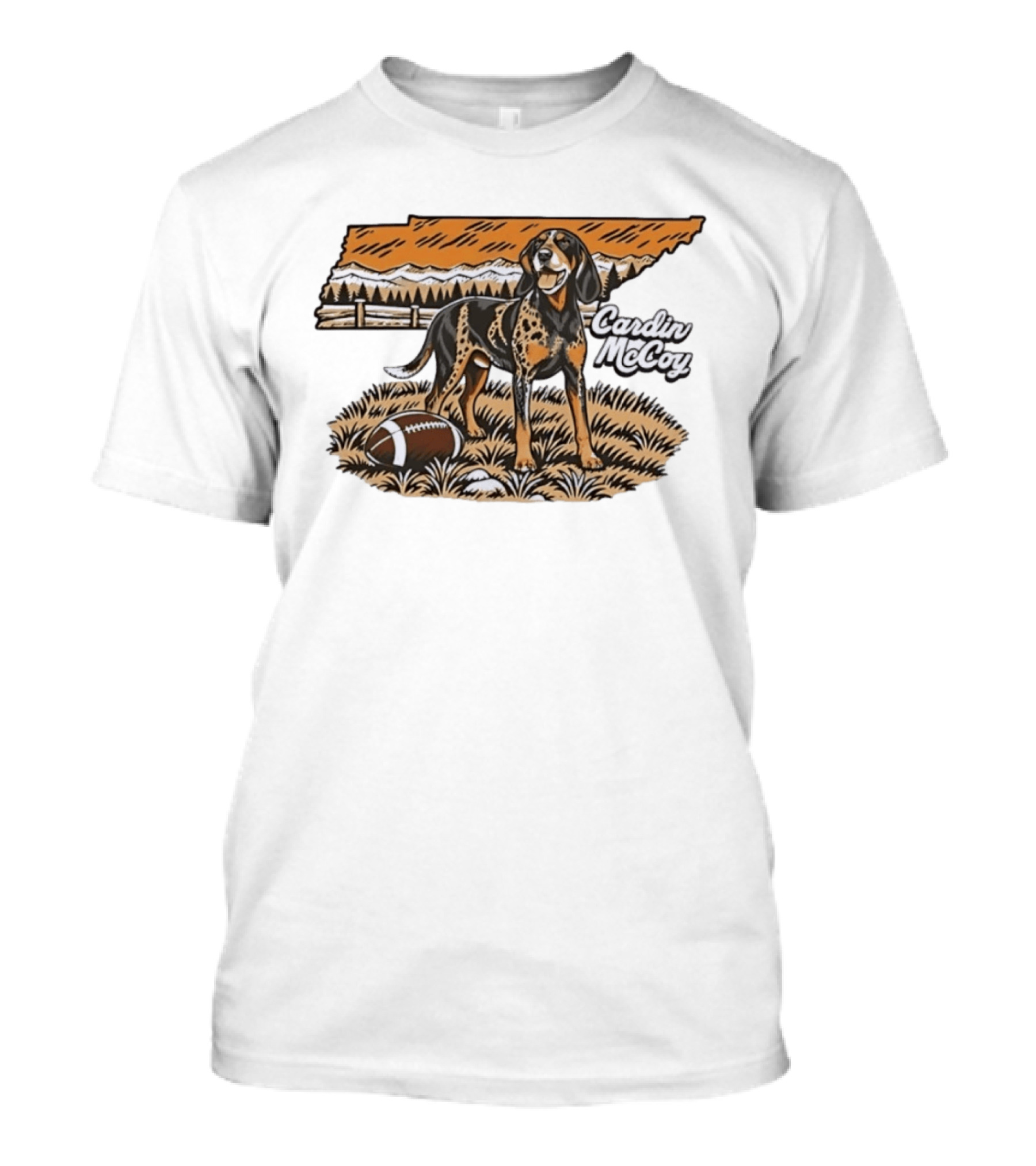 Cardin McCoy Tennessee Bluetick Coonhound Football Landscape T-Shirt