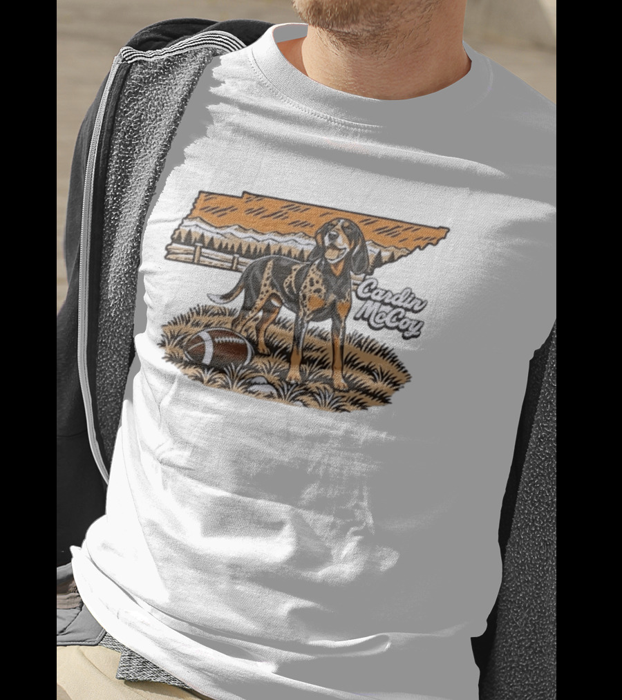 Cardin McCoy Tennessee Bluetick Coonhound Football Landscape T-Shirt