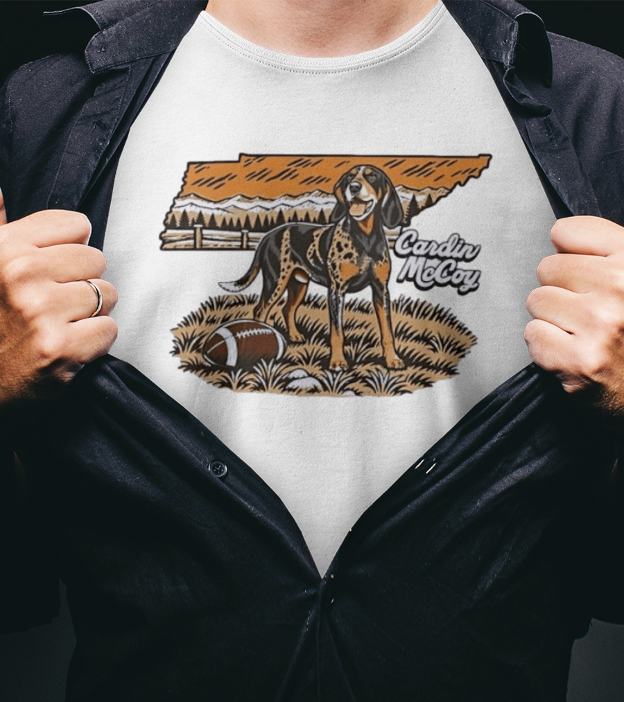Cardin McCoy Tennessee Bluetick Coonhound Football Landscape T-Shirt