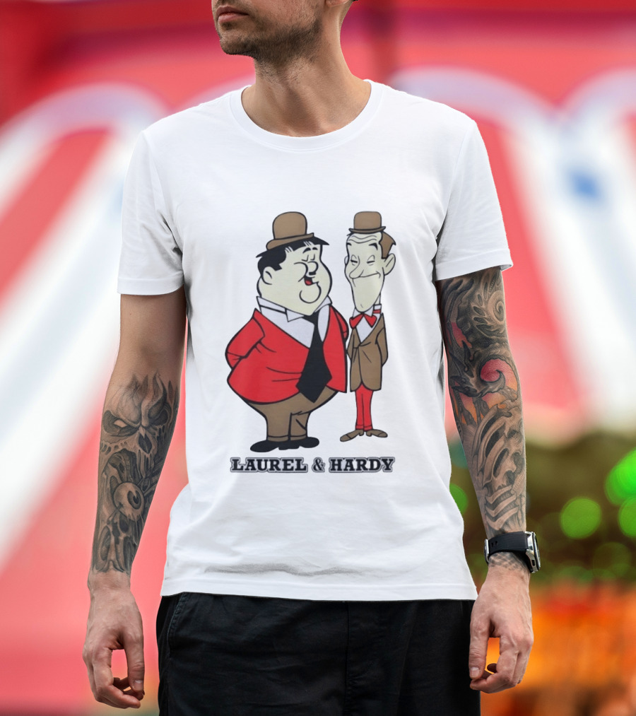 Laurel And Hardy Cartoon Style Classic Comedy T-Shirt
