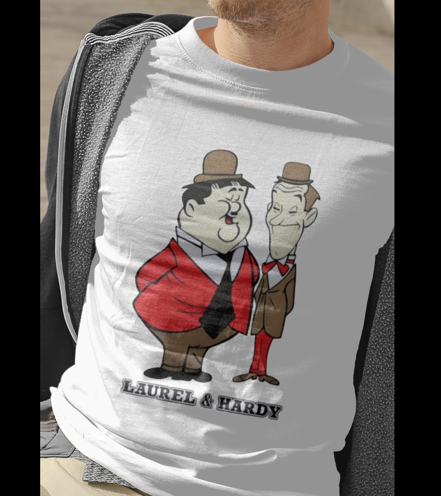Laurel And Hardy Cartoon Style Classic Comedy T-Shirt