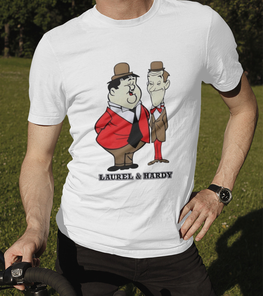 Laurel And Hardy Cartoon Style Classic Comedy T-Shirt