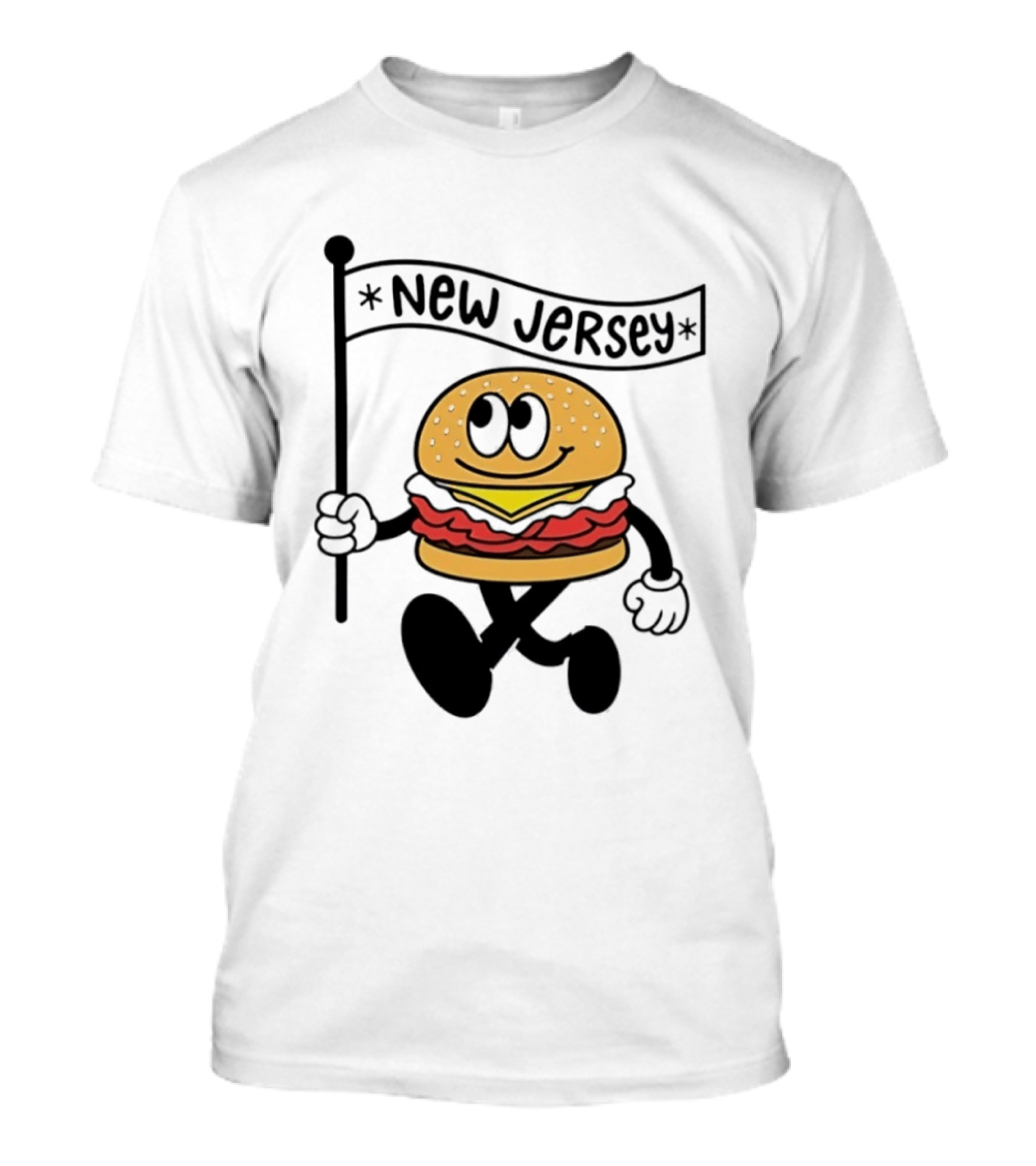 New Jersey Walking Burger Cartoon Food T-Shirt