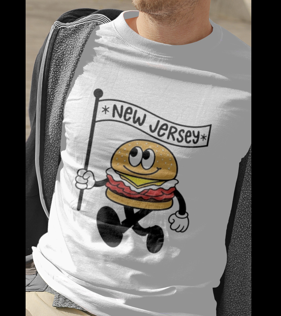 New Jersey Walking Burger Cartoon Food T-Shirt