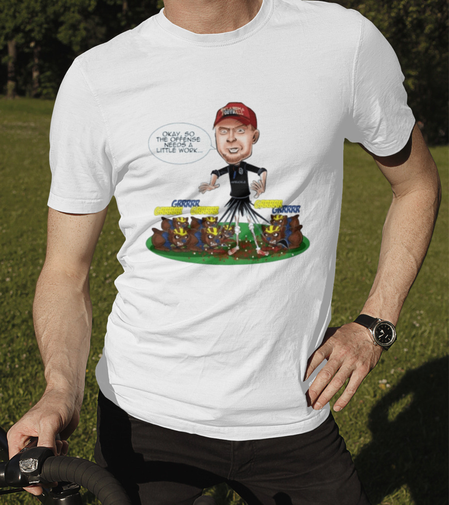 Oklahoma Football Coach Arbuckle Offense Skeleton Cartoon Needs A Little Work T-Shirt