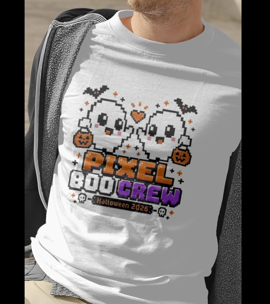 Pixel Boo Crew Halloween 2026 Ghosts Cute Pixelated Spooky Fun T-Shirt