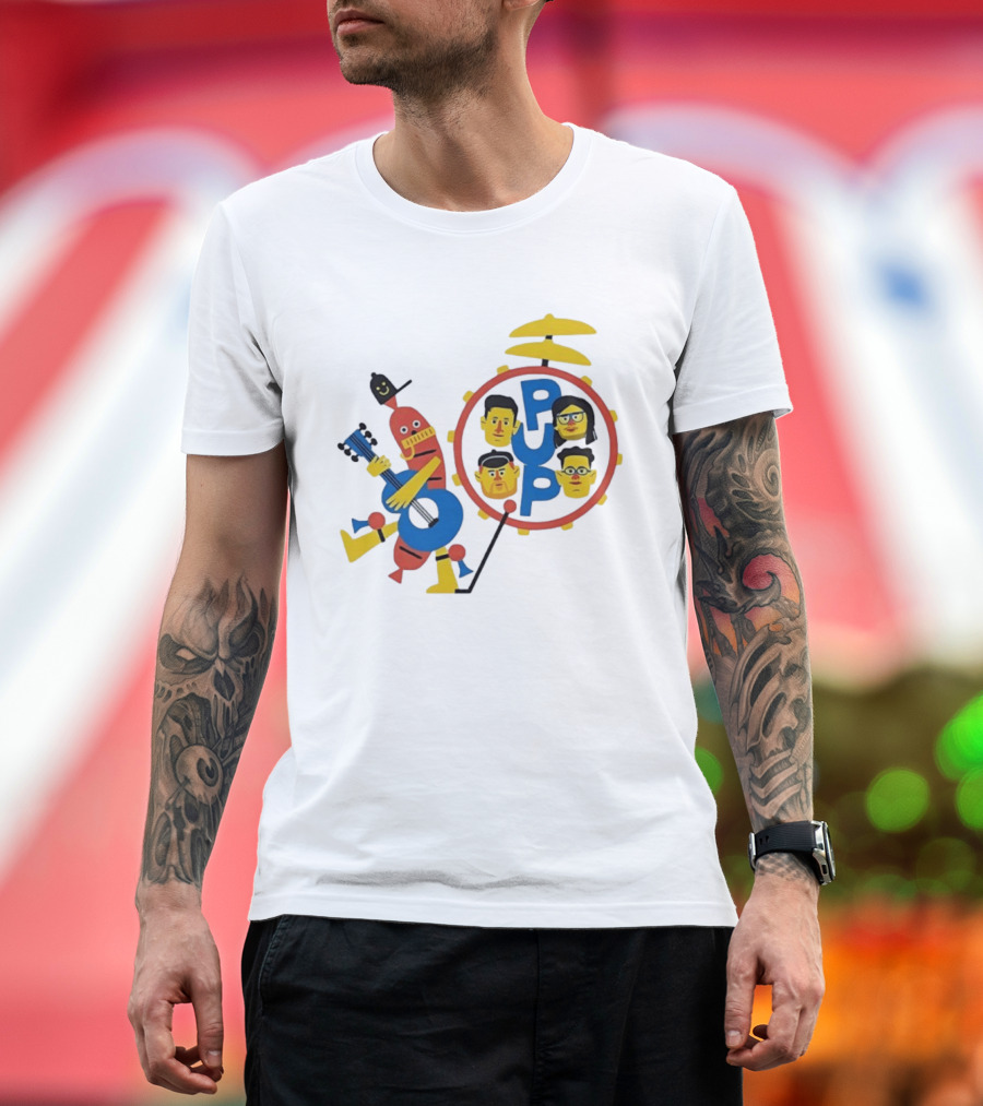 Pup Band Punk Rock Music Cartoon Characters Drums T-Shirt