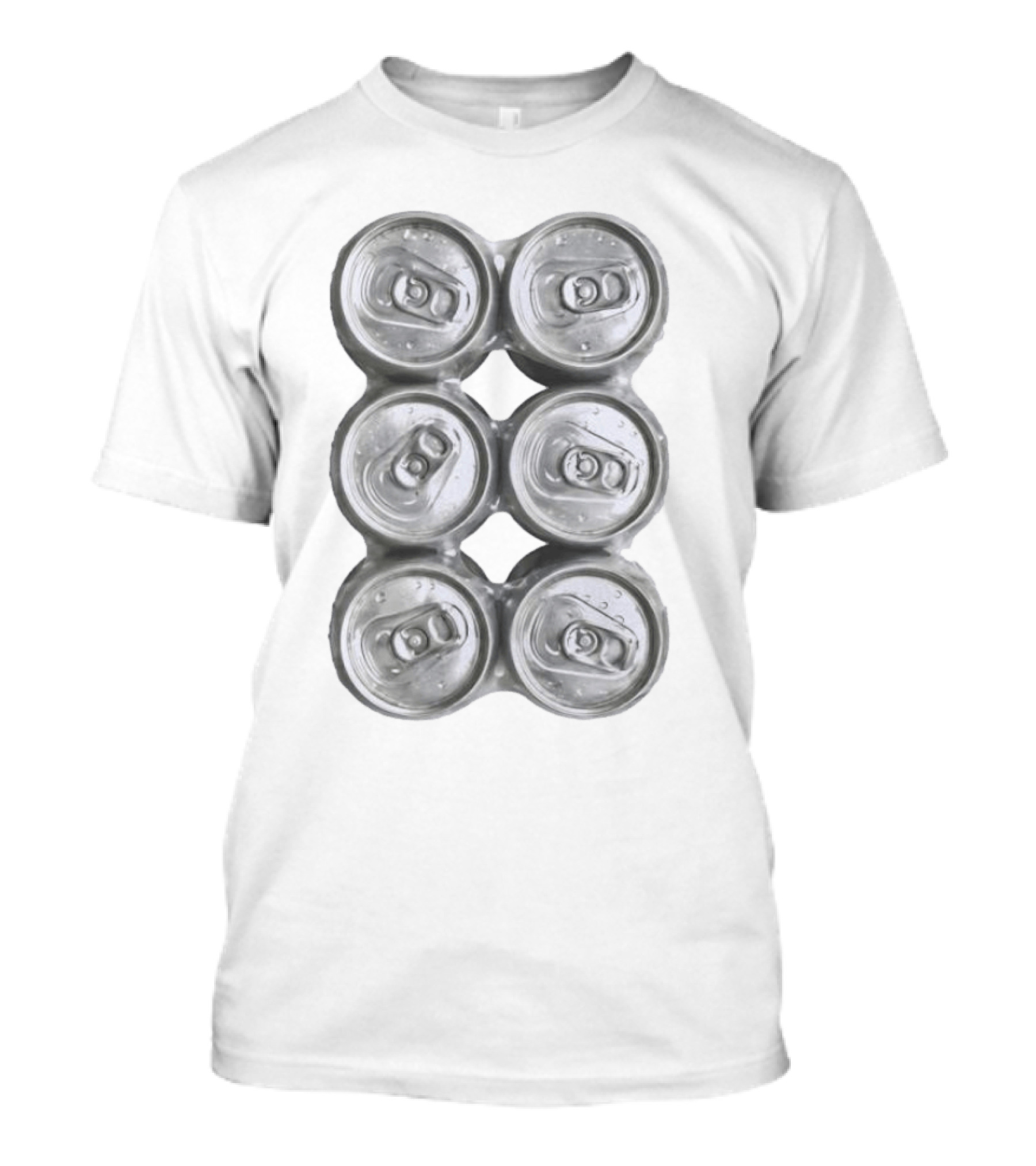 Six Pack Of Aluminum Beverage Cans Top View Realistic T-Shirt