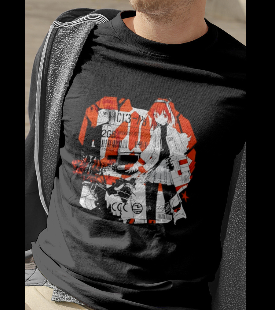 Anime Girl Broadcast Ret Cyberpunk Aesthetic Red Neon T-Shirt