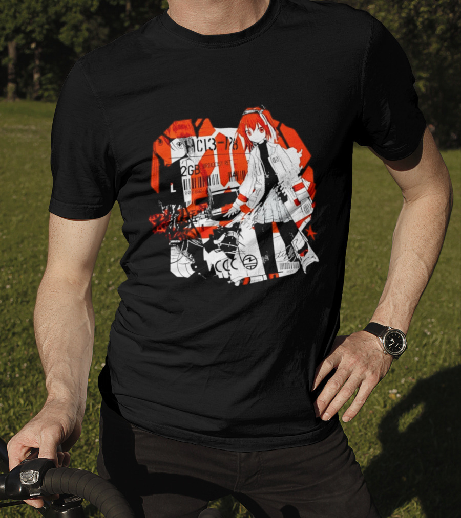 Anime Girl Broadcast Ret Cyberpunk Aesthetic Red Neon T-Shirt