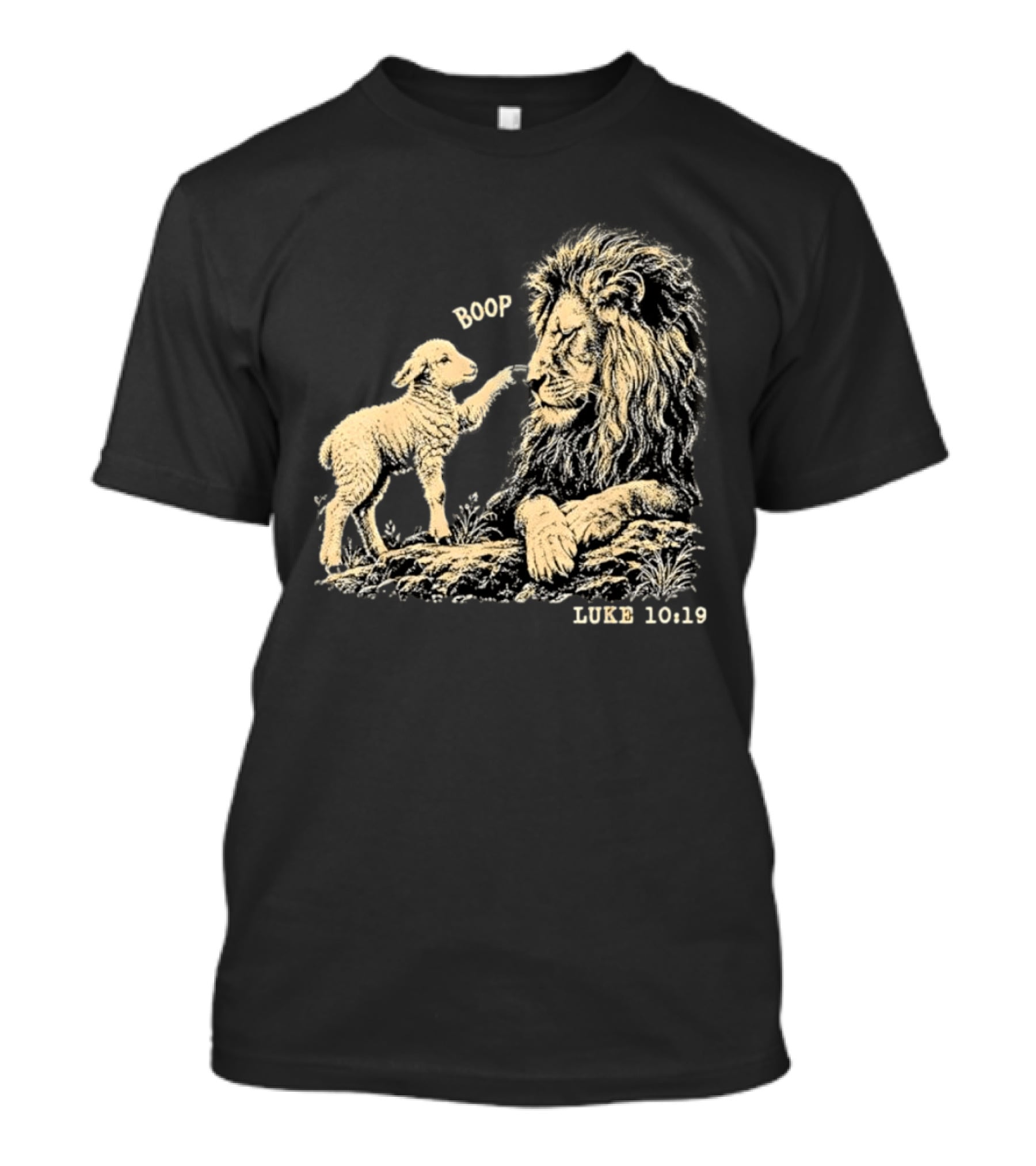 Boop Lion Lamb Luke 10 19 Bible Verse T-Shirt