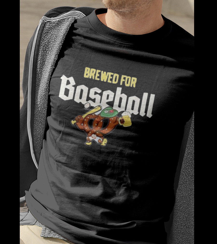 Brewed For Baseball Beer Pretzel And Bat Fun Sports Drink Combo T-Shirt