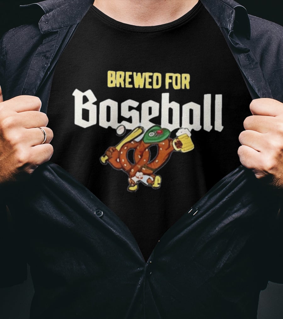 Brewed For Baseball Beer Pretzel And Bat Fun Sports Drink Combo T-Shirt
