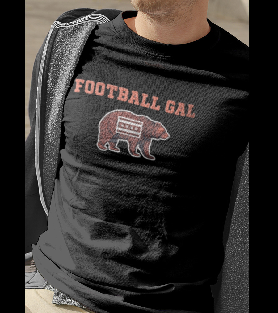 Chicago Bears Football Gal Brown Bear With Chicago Flag T-Shirt