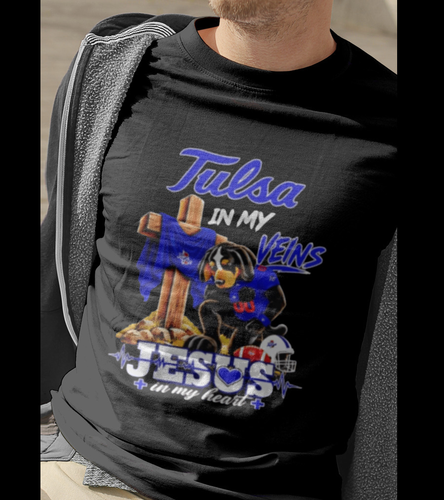 Tulsa Golden Hurricane Dog Faith Football Jesus In My Heart T-Shirt
