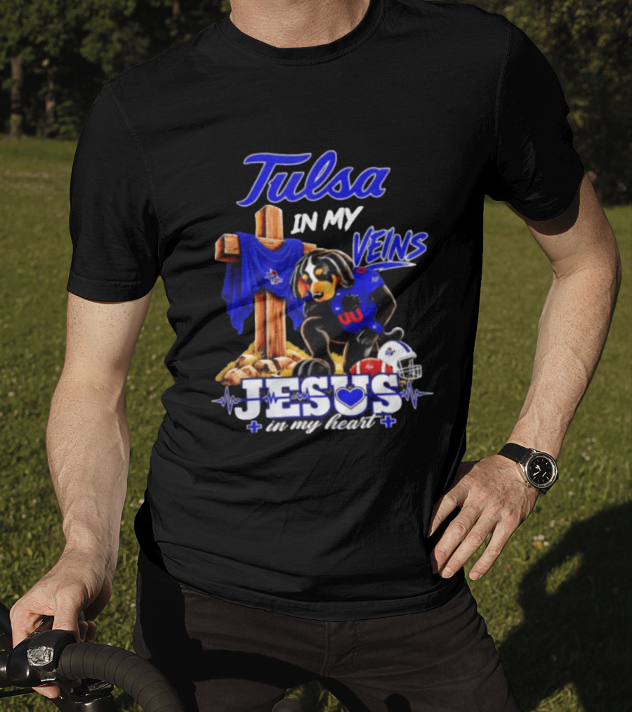 Tulsa Golden Hurricane Dog Faith Football Jesus In My Heart T-Shirt