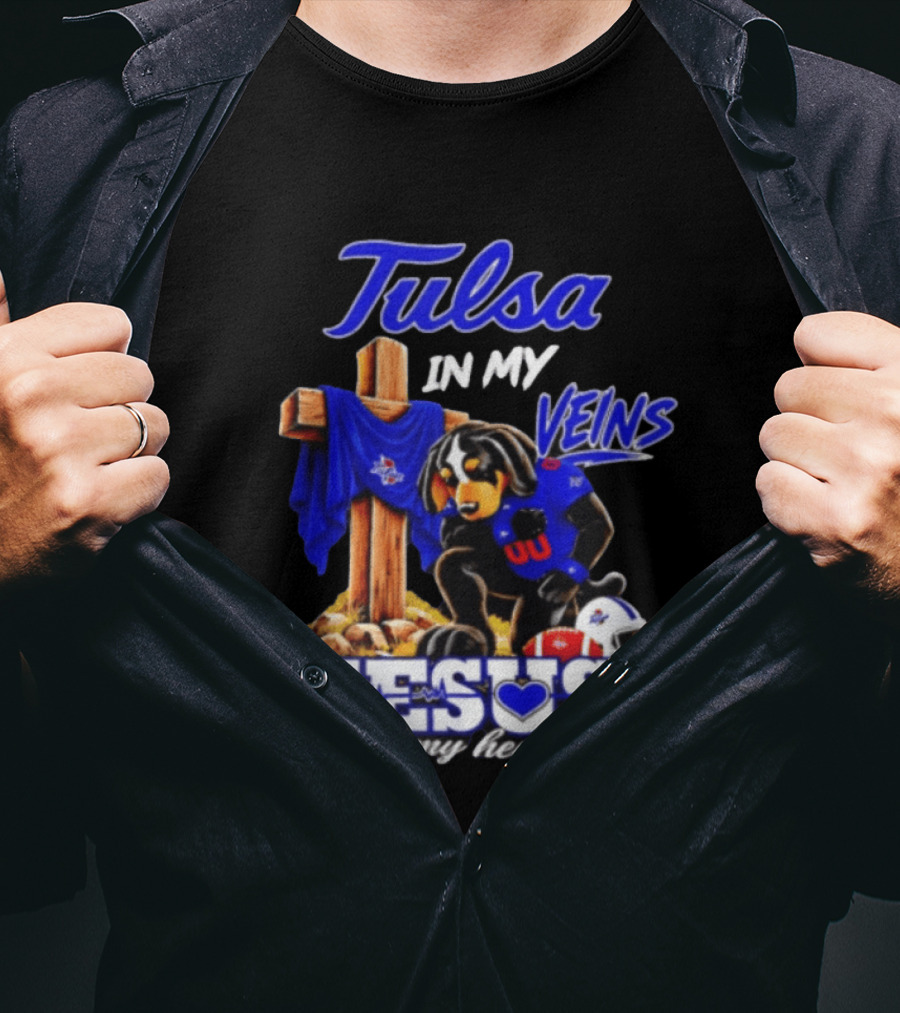 Tulsa Golden Hurricane Dog Faith Football Jesus In My Heart T-Shirt