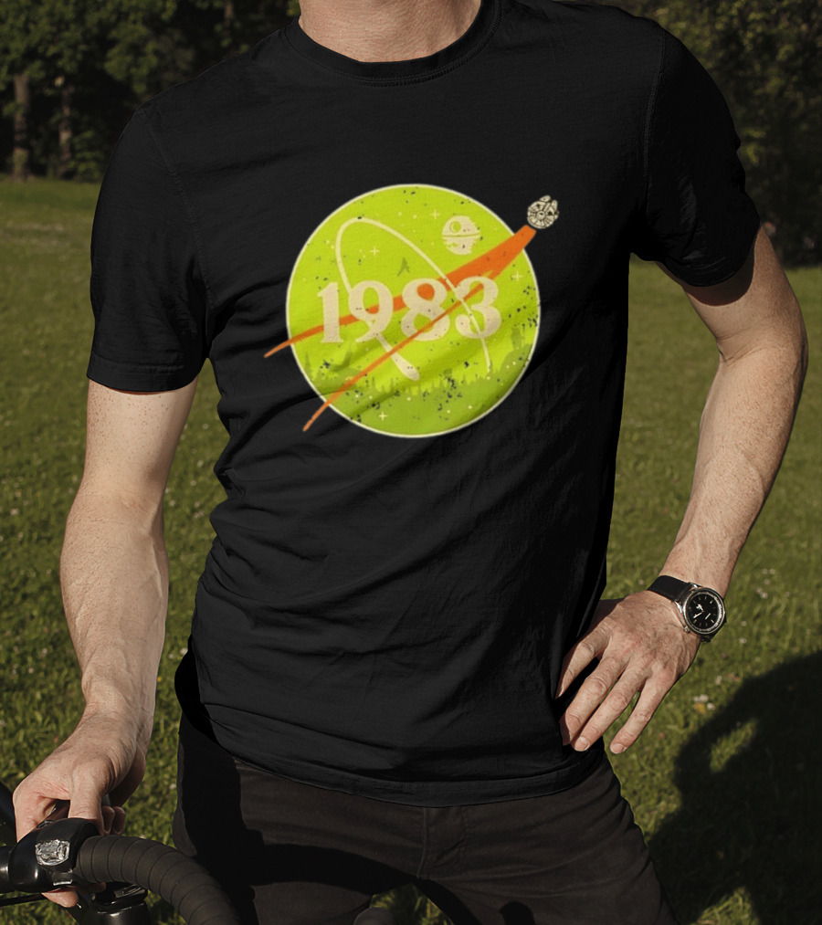 1983 Star Wars Endor Mission Distressed NASA Style Spaceship Moon T-Shirt