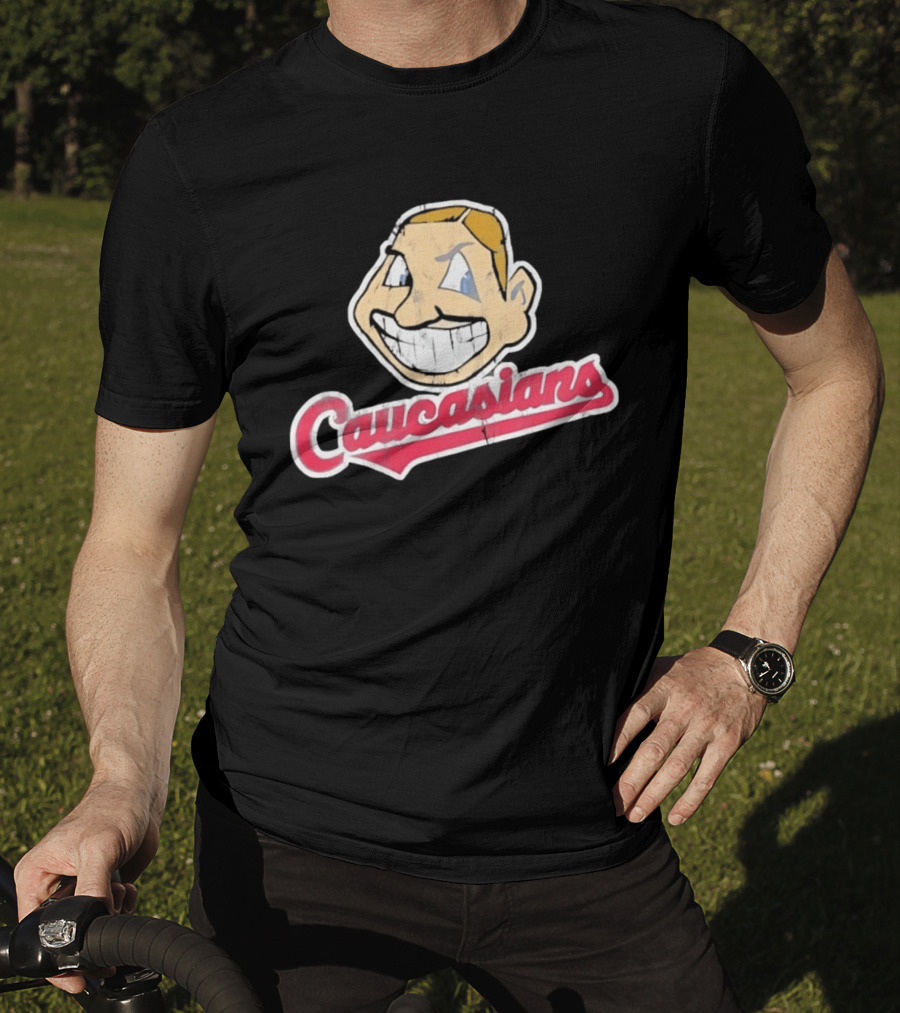 Caucasians Distressed Satire Grinning T-Shirt