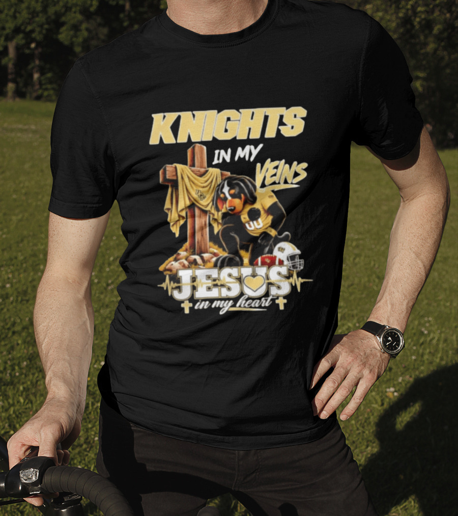 UCF Knights Dog Football Jesus Cross Faith In My Heart T-Shirt