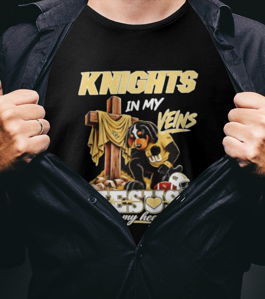 UCF Knights Dog Football Jesus Cross Faith In My Heart T-Shirt