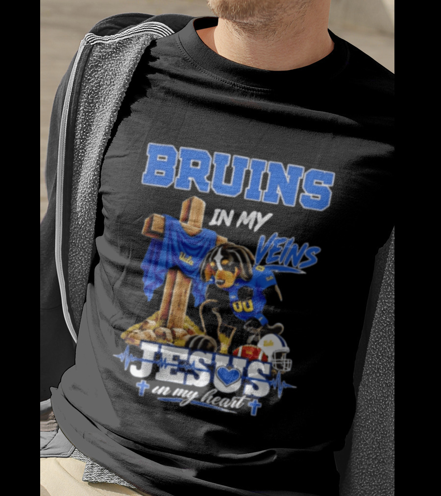 UCLA Bruins In My Veins Jesus In My Heart Faith Football T-Shirt
