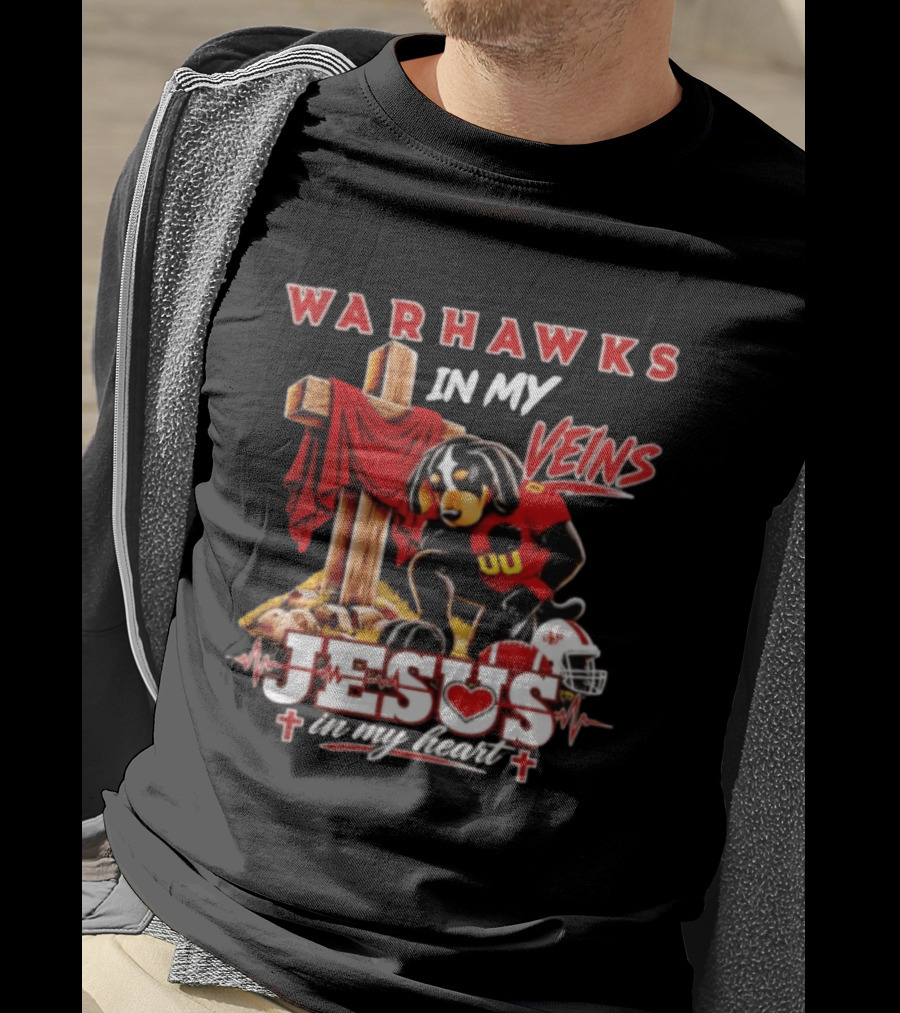 Warhawks In My Veins Jesus In My Heart Faith Football Ul Monroe T-Shirt