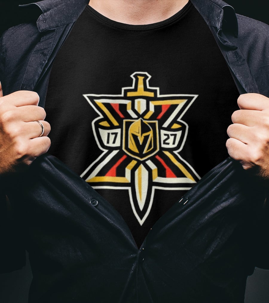 Vegas Golden Knights NHL Hockey Sword Emblem 17 27 T-Shirt