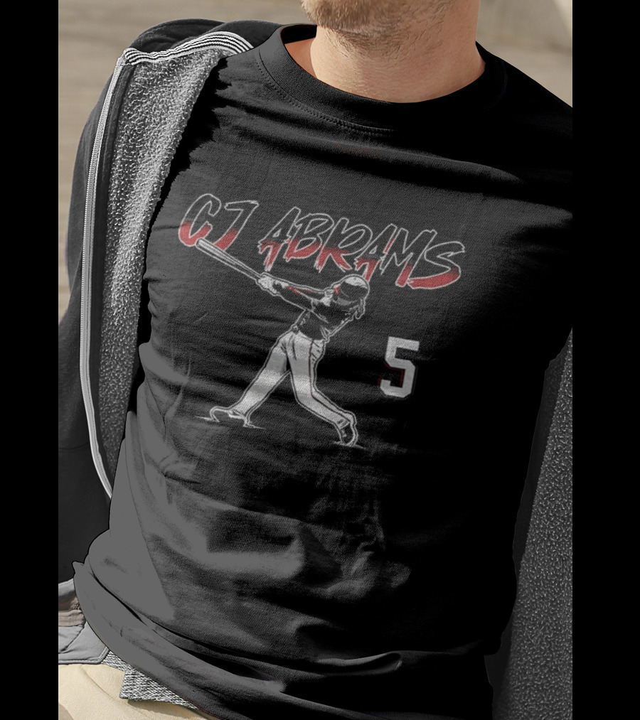 Washington Nationals MLB CJ Abrams 5 Swinging Baseball Player T-Shirt