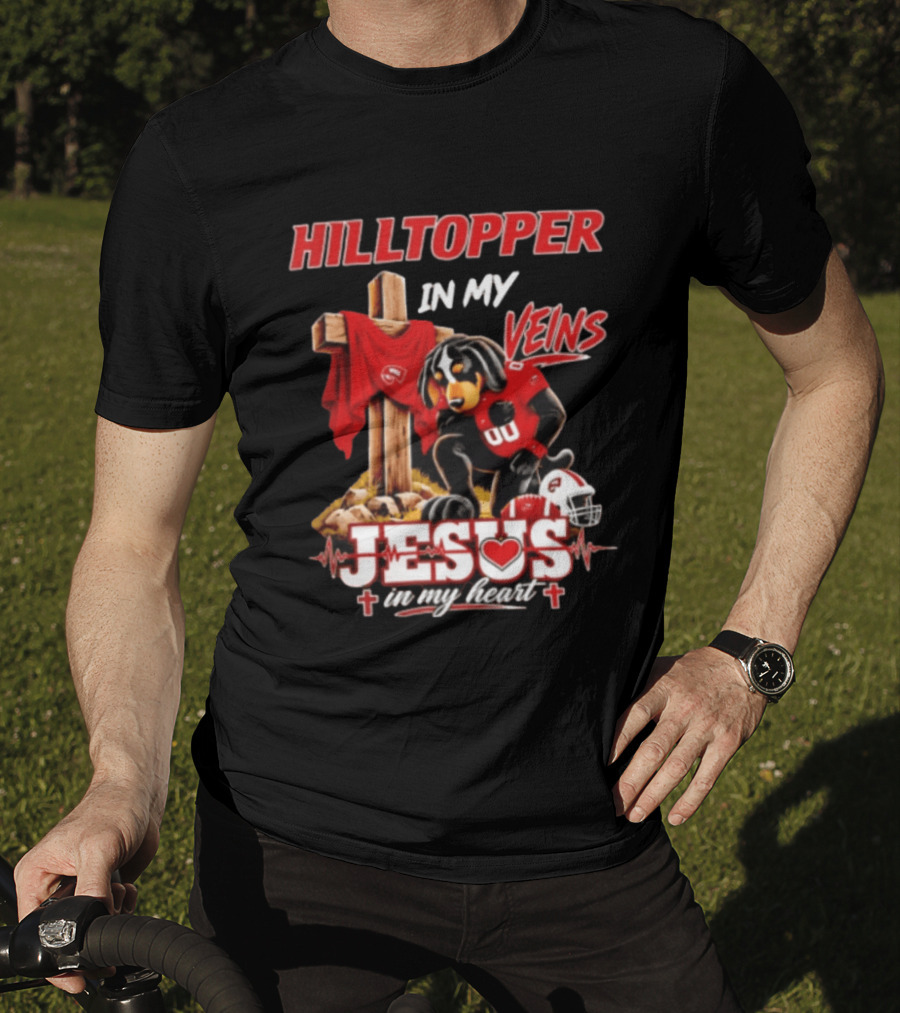 Western Kentucky Hilltopper In My Veins Jesus In My Heart Football Faith T-Shirt