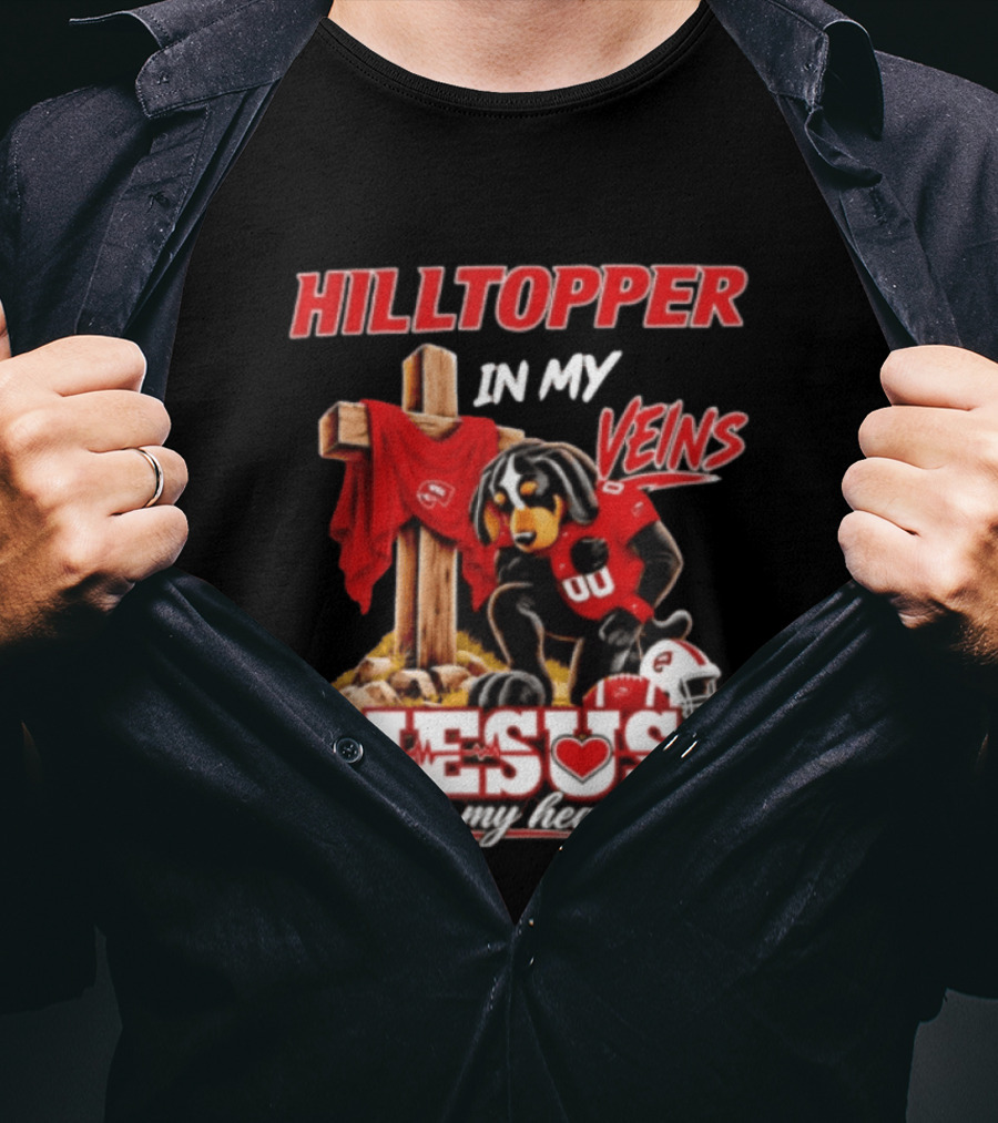 Western Kentucky Hilltopper In My Veins Jesus In My Heart Football Faith T-Shirt