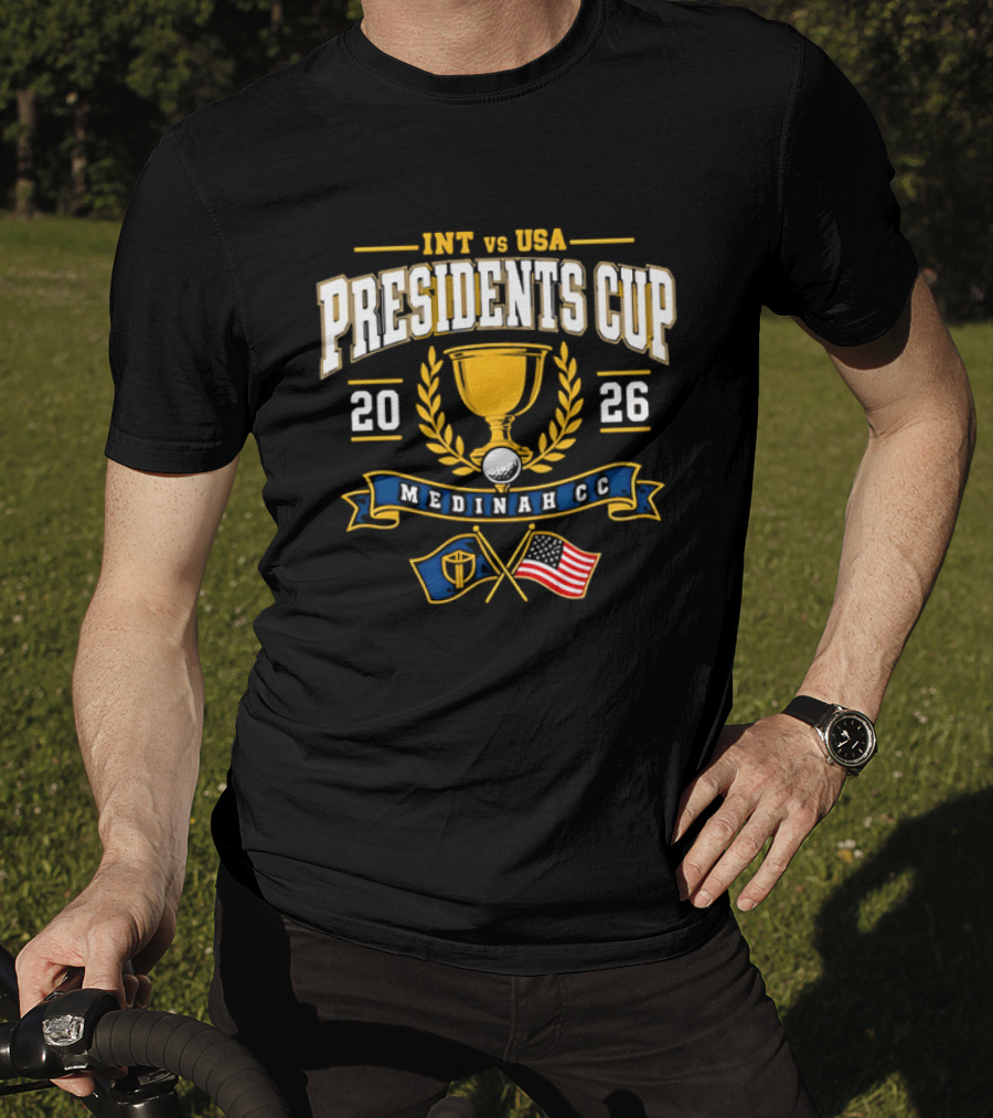 INT Vs USA Presidents Cup 2026 Medinah CC Trophy And Flags T-Shirt