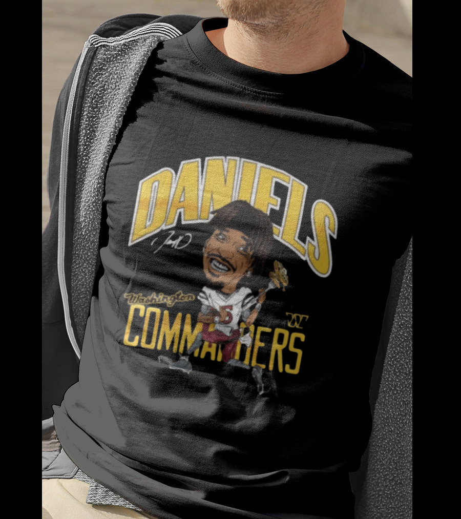 Daniels 7 Washington Commanders Caricature Player Holding Waffle Fork T-Shirt