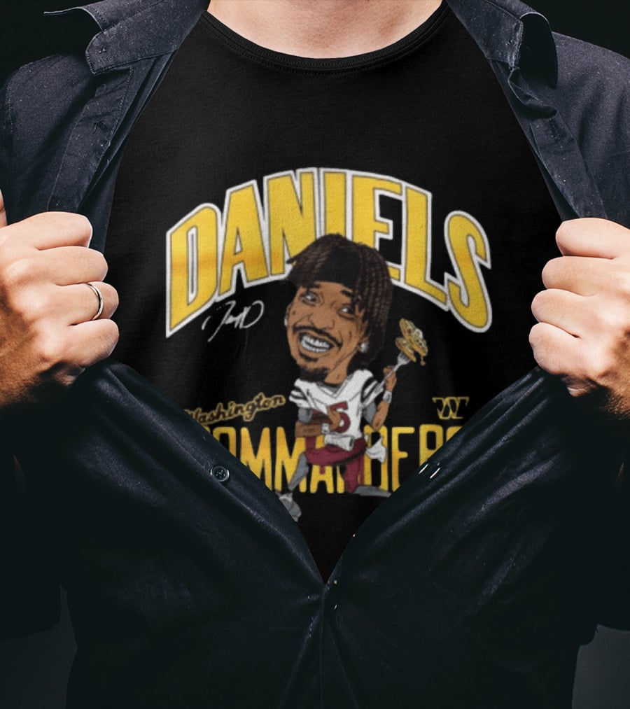 Daniels 7 Washington Commanders Caricature Player Holding Waffle Fork T-Shirt