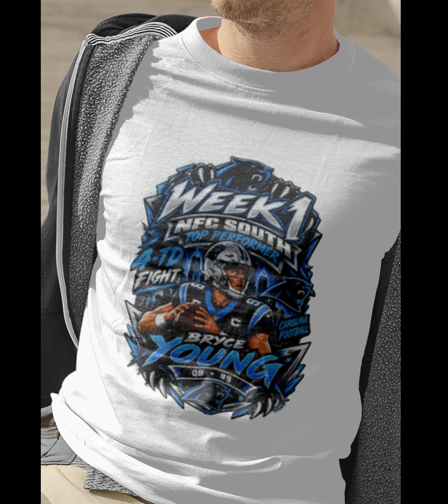 Week 1 NFC South Top Performer Bryce Young 4 TD Fight Carolina Football T-Shirt
