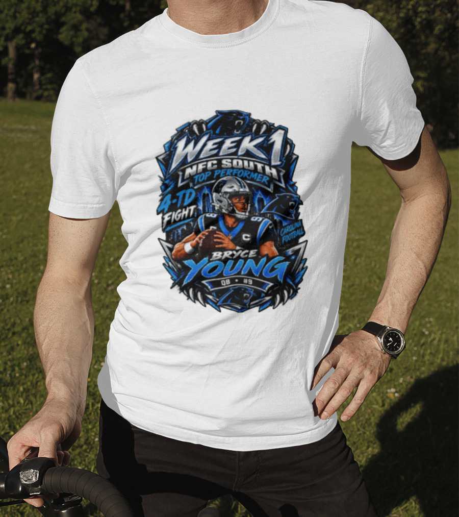 Week 1 NFC South Top Performer Bryce Young 4 TD Fight Carolina Football T-Shirt
