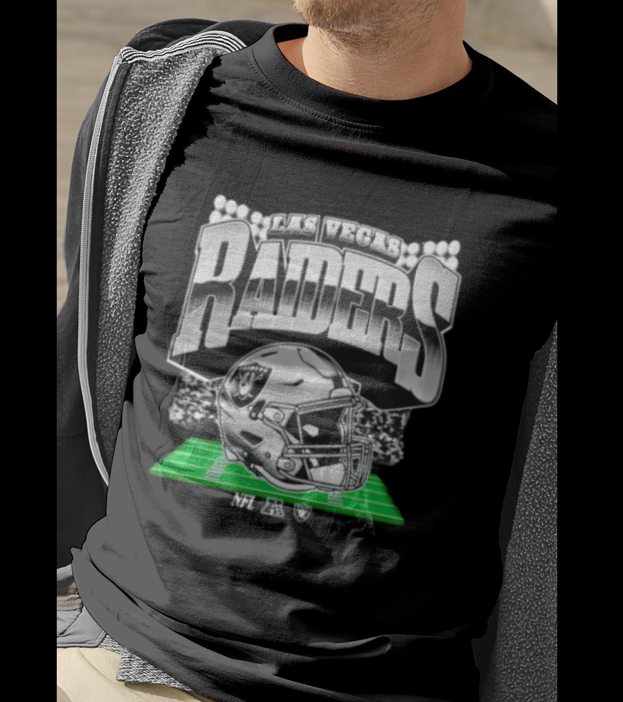 Las Vegas Raiders Football Helmet Stadium Field Lights NFL AFC T-Shirt