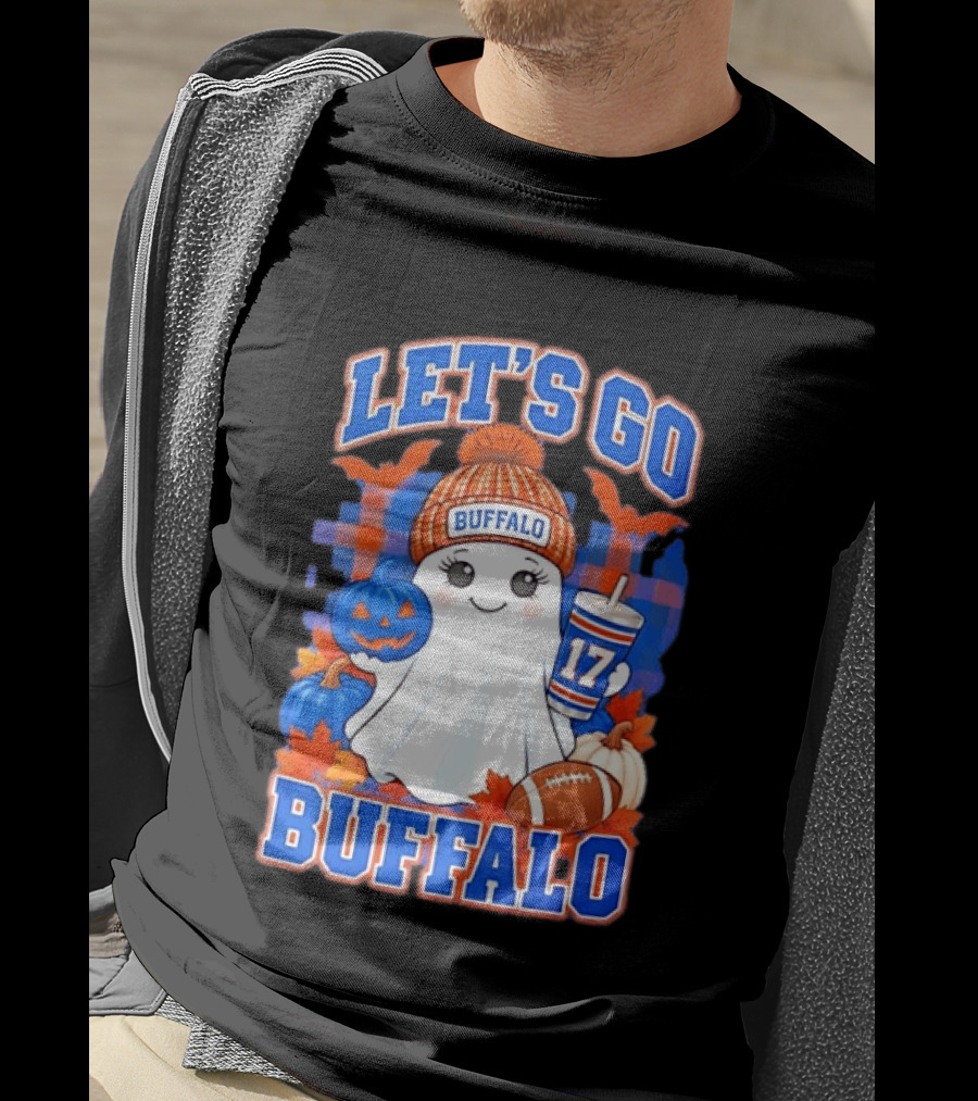 Let's Go Buffalo Ghost 17 Halloween Football Pumpkin Leaves T-Shirt