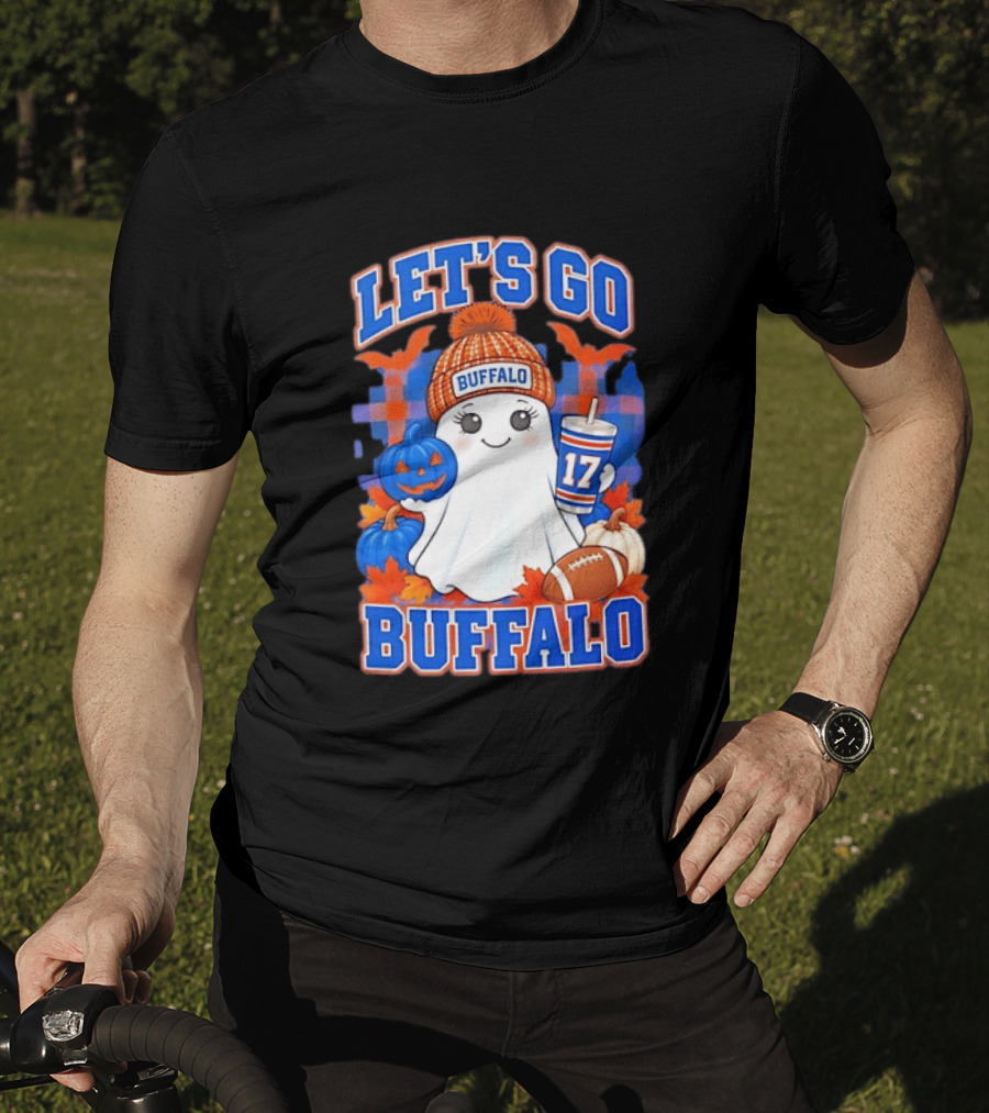 Let's Go Buffalo Ghost 17 Halloween Football Pumpkin Leaves T-Shirt
