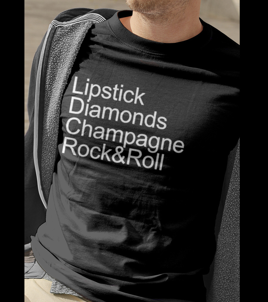 Lipstick Diamonds Champagne Rock & Roll T-Shirt