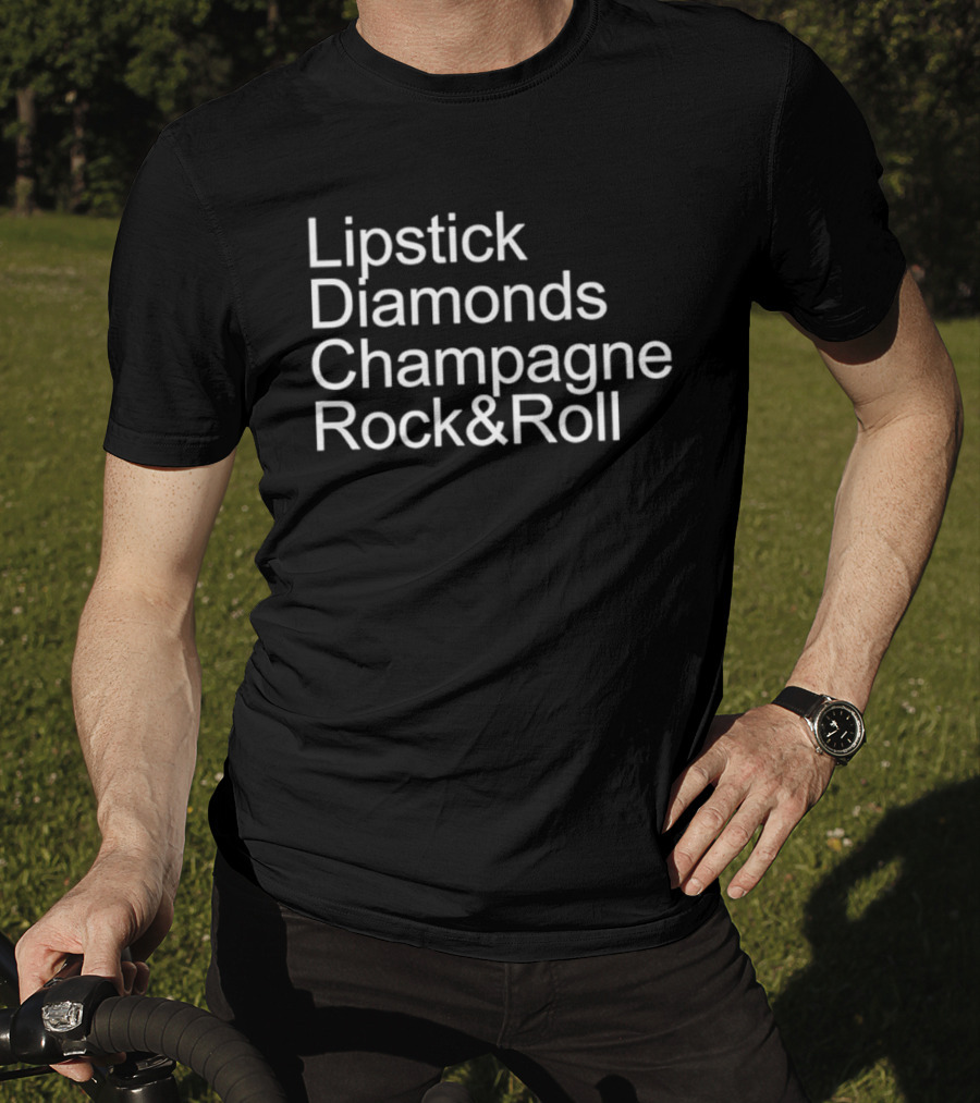 Lipstick Diamonds Champagne Rock & Roll T-Shirt