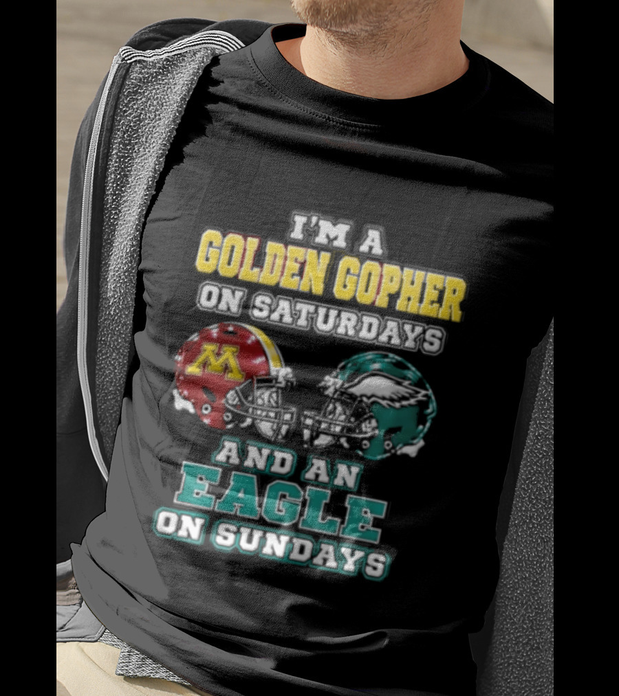 Golden Gopher On Saturdays Eagle On Sundays Helmets T-Shirt