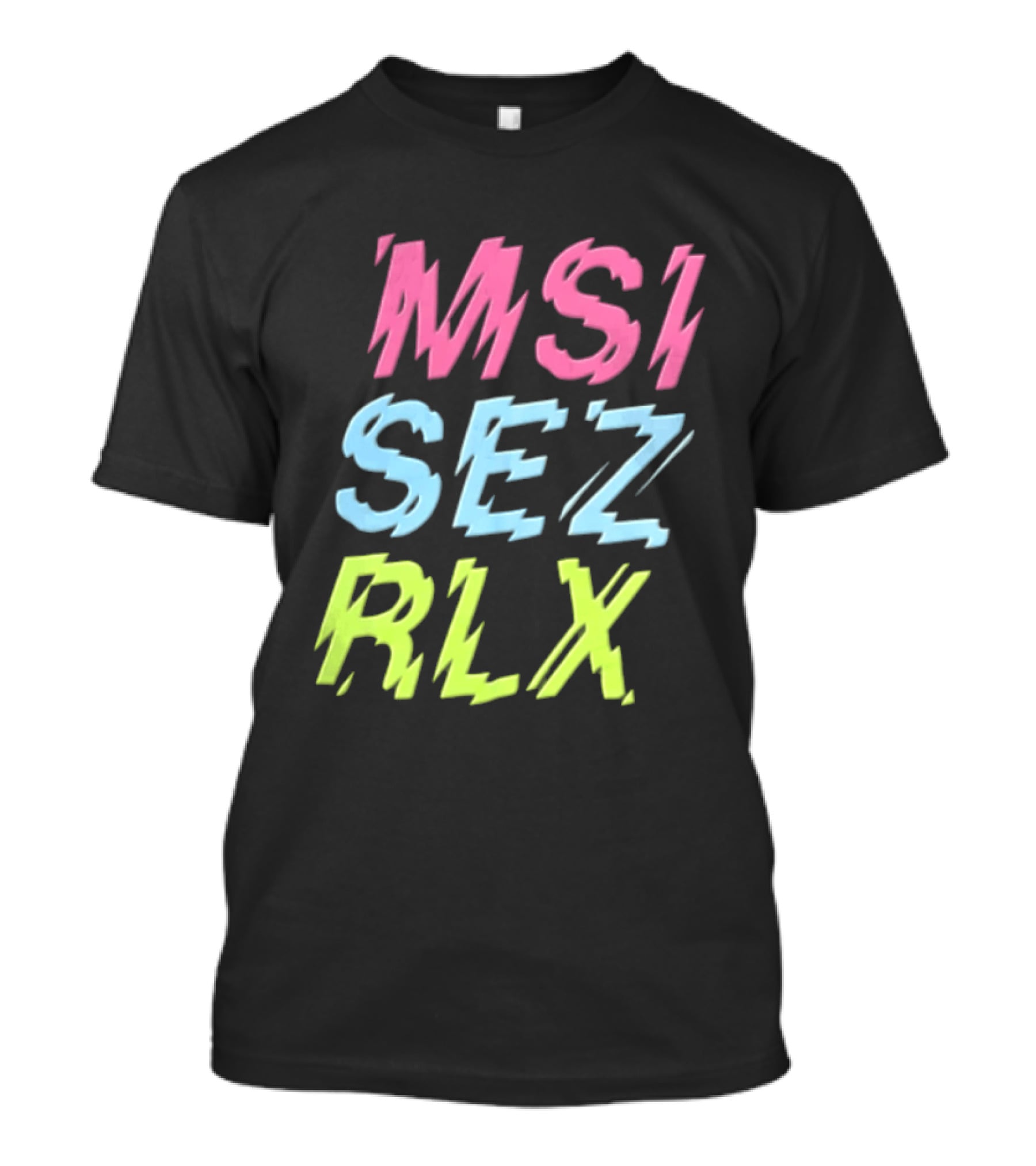 MSI SEZ RLX Glitch Neon Colors Pink Blue Yellow T-Shirt