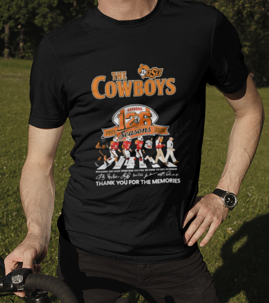 Oklahoma State University Cowboys 126 Seasons Thank You For The Memories 1901 2026 Signatures T-Shirt