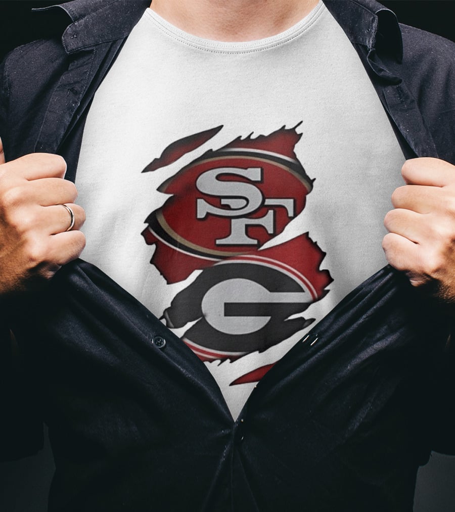 San Francisco 49ers Georgia Bulldogs Torn Fabric T-Shirt