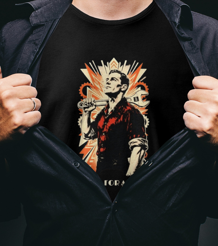I Work For A Living Vintage Worker With Wrench T-Shirt