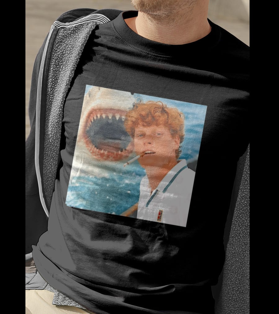 Jannik Sinner Smoking With Great White Shark Tennis Image T-Shirt