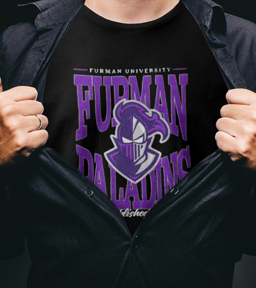 Furman University Paladins NCAAF Established 1826 Purple Knight T-Shirt